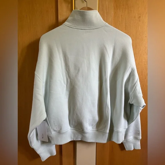 Athleta Forever Fleece 1/2 Zip High Hip Sweatshirt, Glacier, Large, New, NWT! - Picture 6 of 12